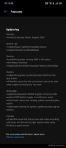realme 5 changelog august